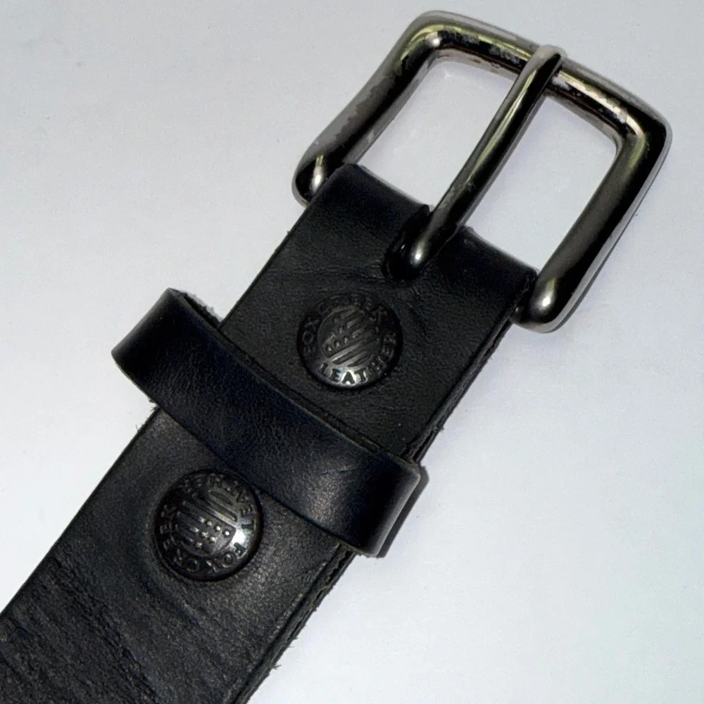 Fox Creek Leather Belt Mens 44 Black Full Grain Leather Roller Buckle USA Made